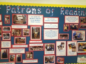 Cystennin’s Patron of Reading noticeboard – that’s us!